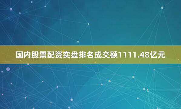 国内股票配资实盘排名成交额1111.48亿元